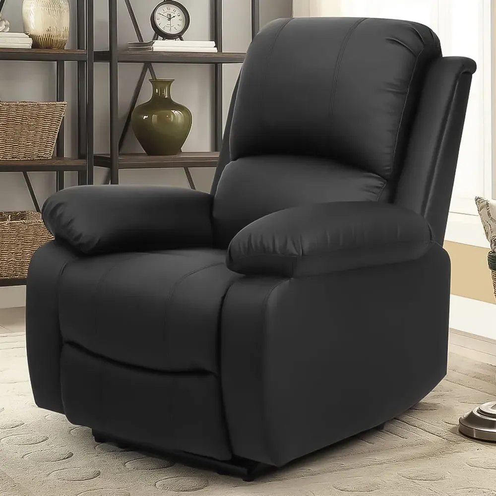 Brooklyn Manual Recliner Chair - Black, Bonded Leather image