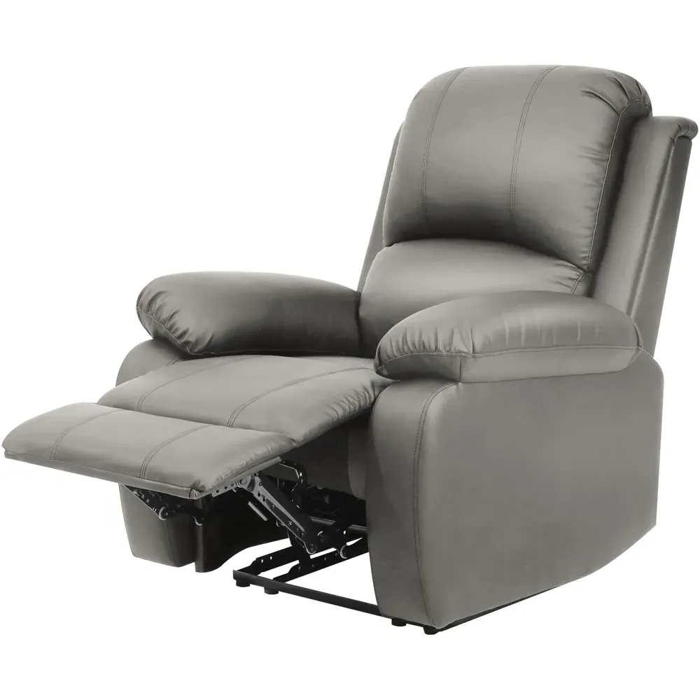 Brooklyn Manual Recliner Chair - Grey, Bonded Leather