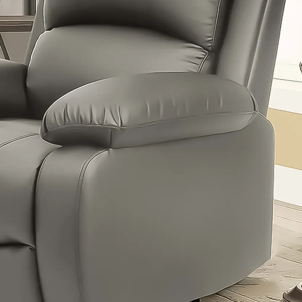 Brooklyn Manual Recliner Chair - Grey, Bonded Leather