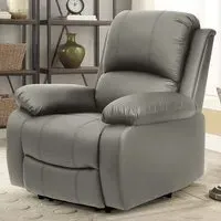 Brooklyn Manual Recliner Chair - Grey, Bonded Leather