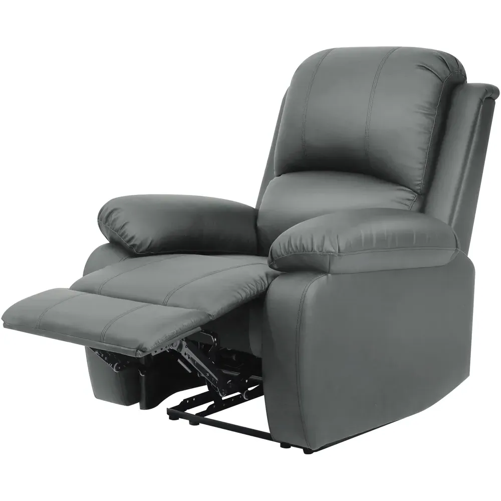 Brooklyn Manual Recliner Chair - Grey, Bonded Leather
