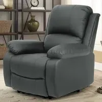 Brooklyn Manual Recliner Chair - Grey, Bonded Leather