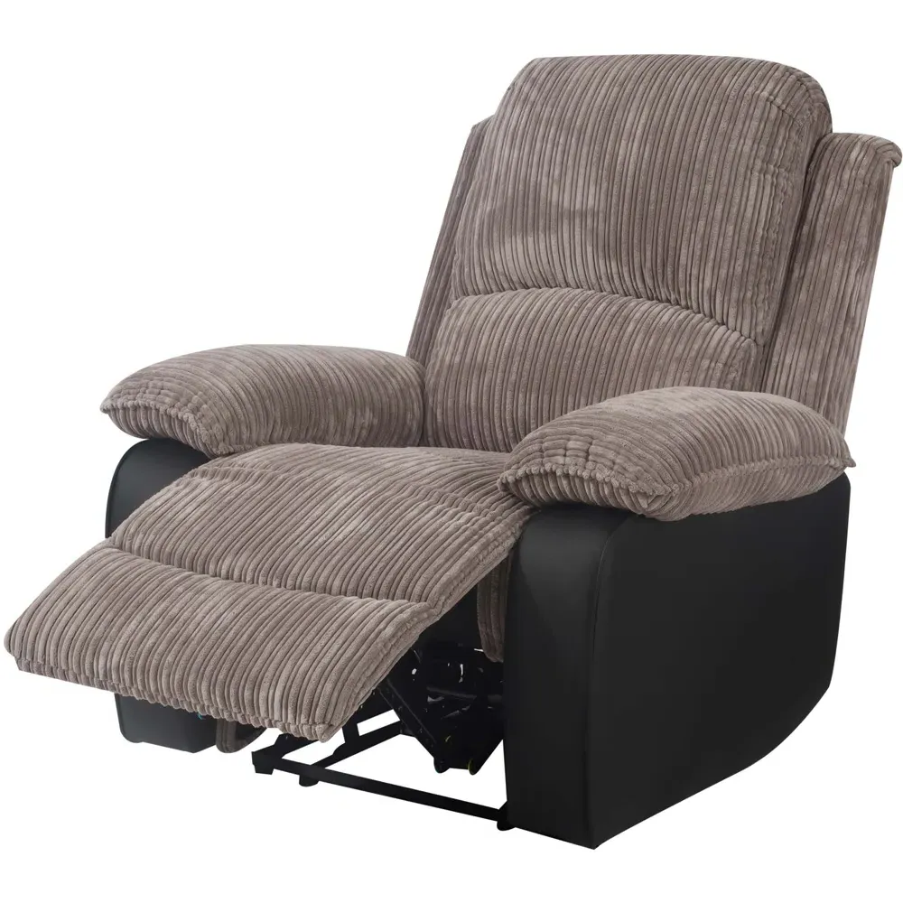 Brooklyn Manual Recliner Chair - Grey, Jumbo Cord