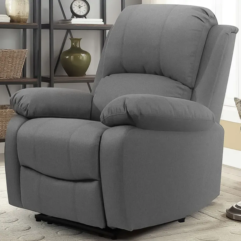 Brooklyn Manual Recliner Chair - Light Grey, Linen
