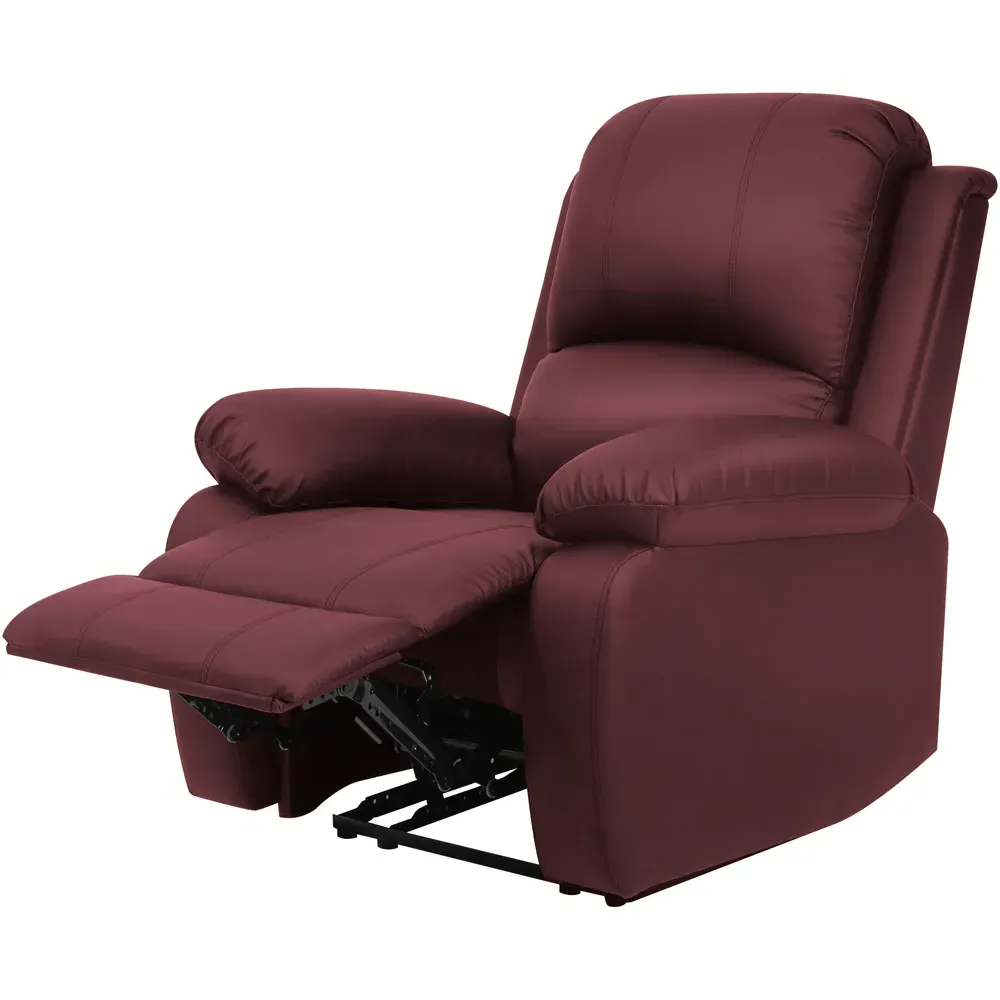 Brooklyn Manual Recliner Chair - Red, Bonded Leather