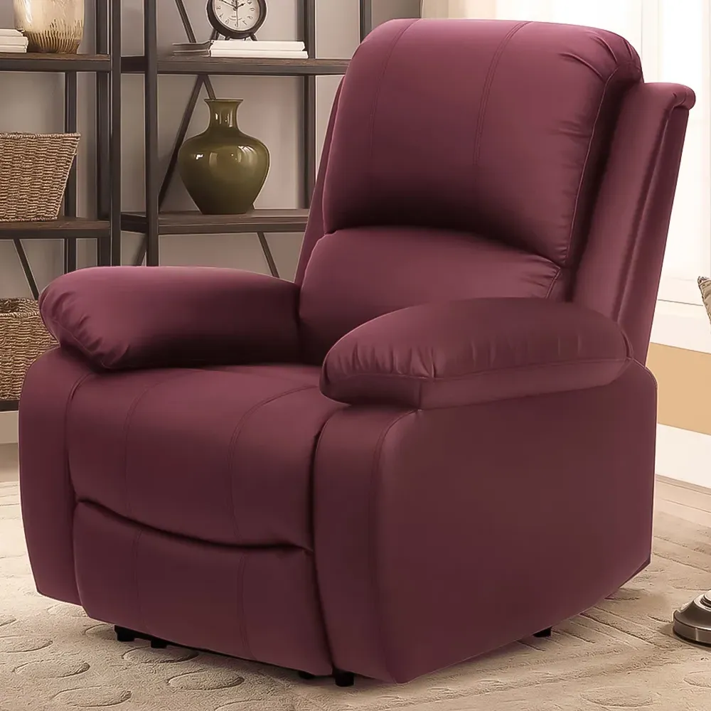 Brooklyn Manual Recliner Chair - Red, Bonded Leather
