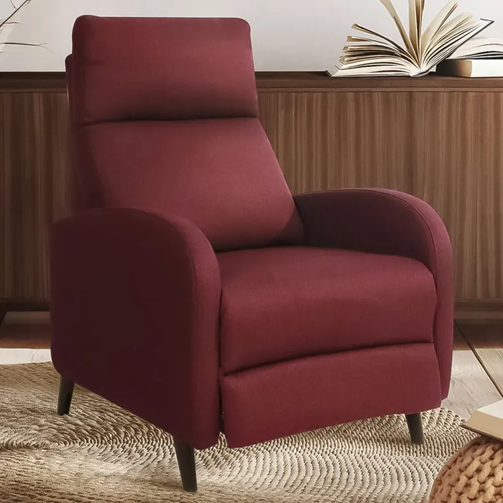 Brooklyn Manual Recliner Chair - Red, Linen