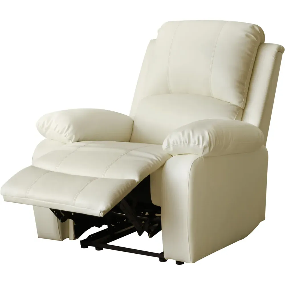 Brooklyn Manual Recliner Chair - White, Bonded Leather