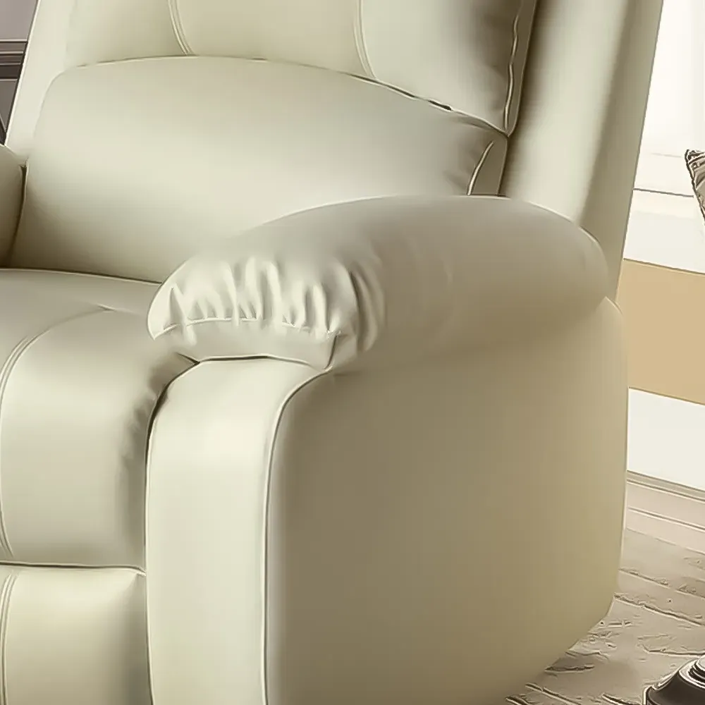 Brooklyn Manual Recliner Chair - White, Bonded Leather