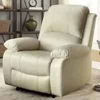 Brooklyn Manual Recliner Chair - White, Bonded Leather