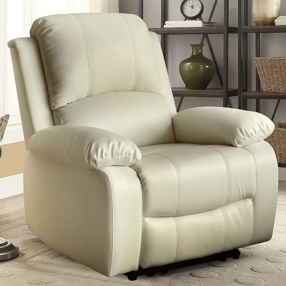 Brooklyn Manual Recliner Chair - White, Bonded Leather