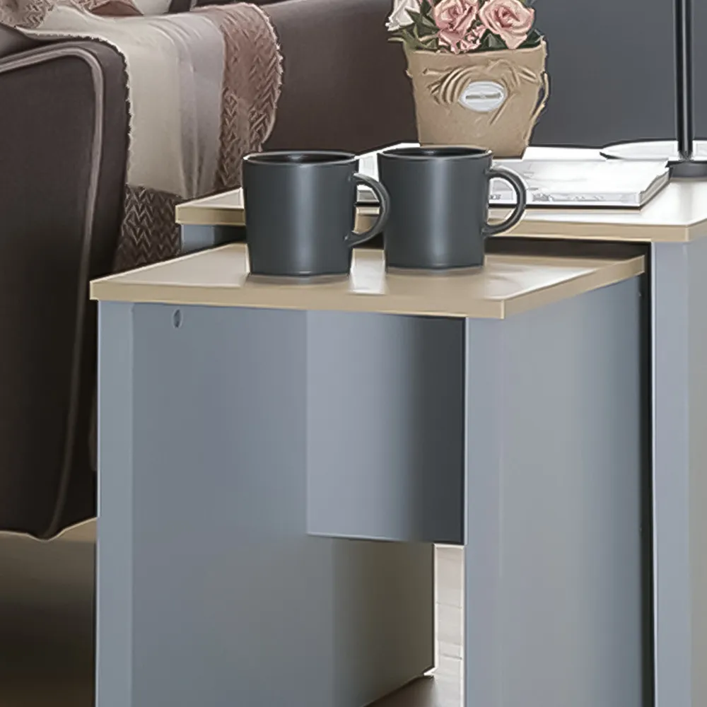 Brooklyn Nest of Tables Set of 2 - Grey, Oak