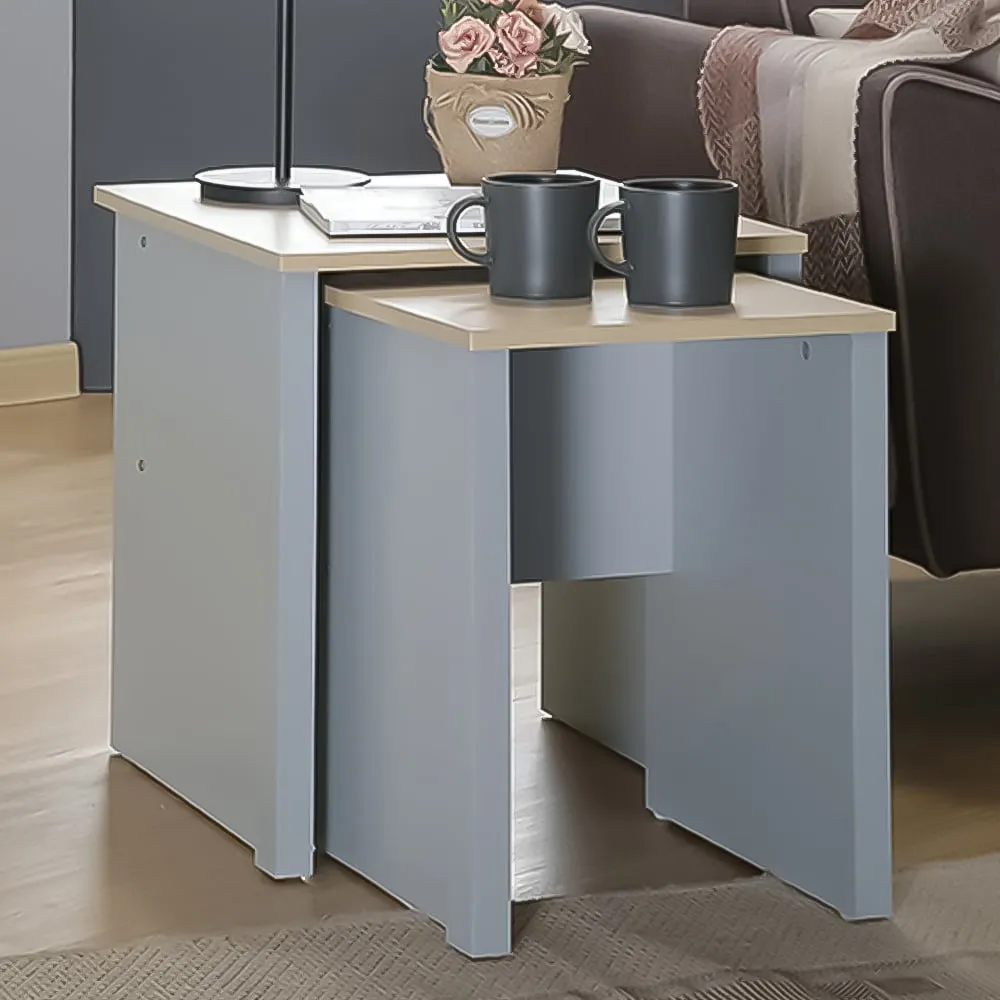 Brooklyn Nest of Tables Set of 2 - Grey, Oak