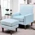 Brooklyn Plush Armchair with Footstool - Blue, Velvet