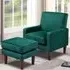 Brooklyn Plush Armchair with Footstool - Green, Velvet