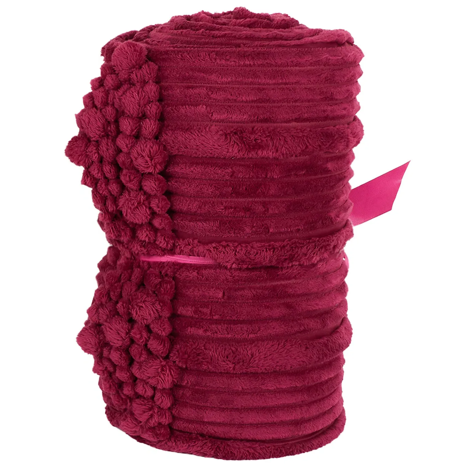 Brooklyn Plush Ribbed Throw - Plum