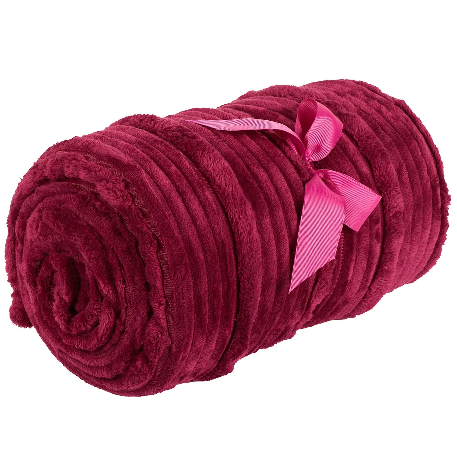 Brooklyn Plush Ribbed Throw - Plum