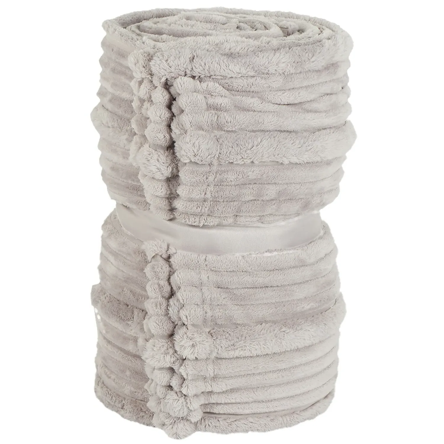 Brooklyn Plush Ribbed Throw - Silver