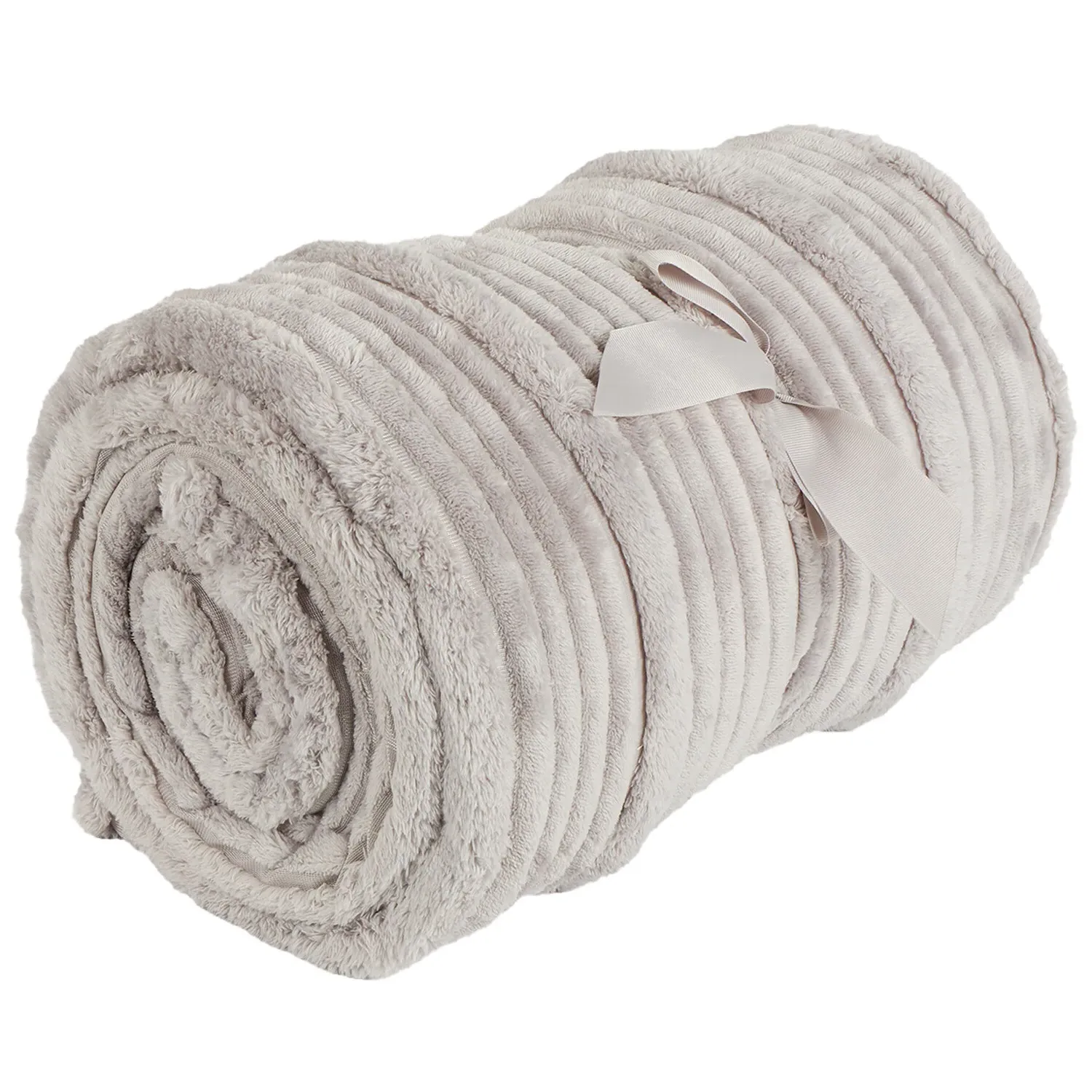 Brooklyn Plush Ribbed Throw - Silver