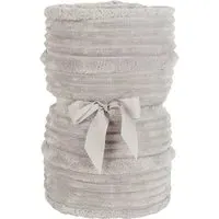 Brooklyn Plush Ribbed Throw - Silver