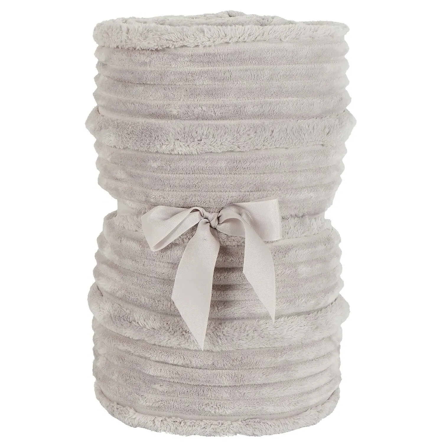 Brooklyn Plush Ribbed Throw - Silver