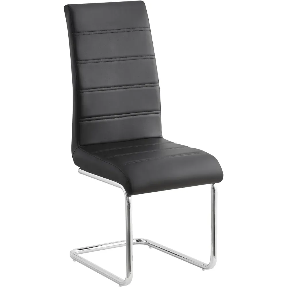 Brooklyn Set of 2 Dining Chairs - Black, Faux Leather