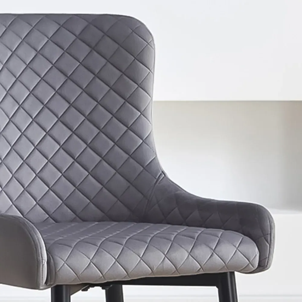 Brooklyn Set of 2 Dining Chairs - Grey, Velvet