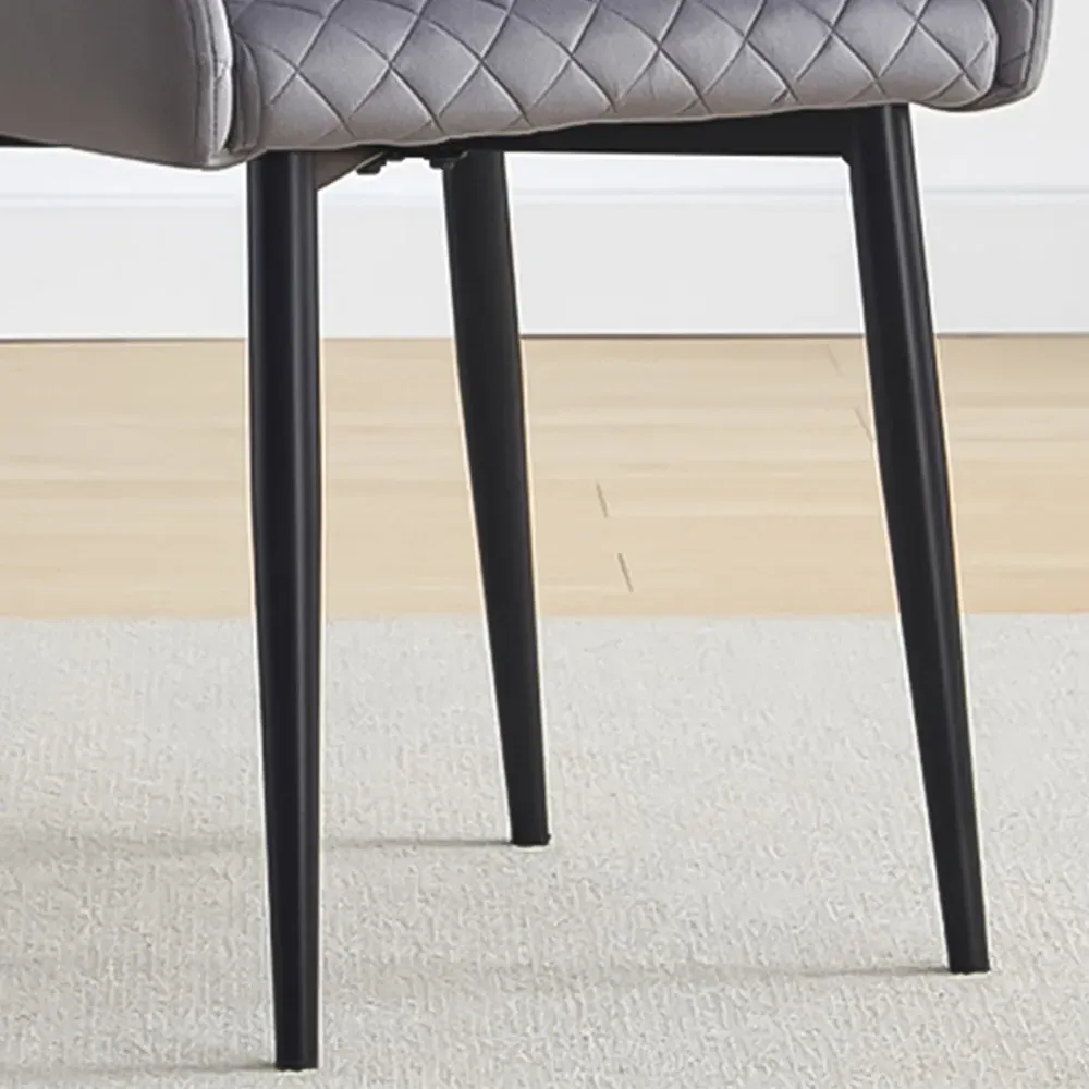 Brooklyn Set of 2 Dining Chairs - Grey, Velvet