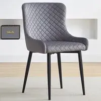 Brooklyn Set of 2 Dining Chairs - Grey, Velvet