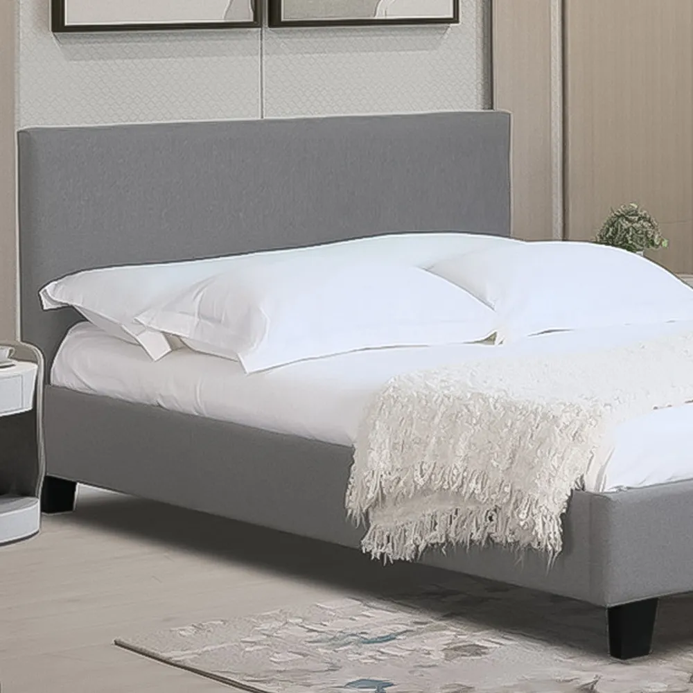 Brooklyn Single Bed Frame - Light Grey, Fabric