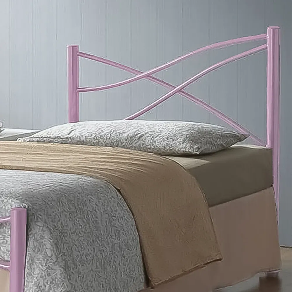 Brooklyn Single Bed Frame - Pink, Metal