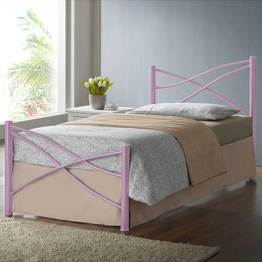 Brooklyn Single Bed Frame - Pink, Metal image