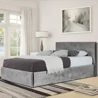 Brooklyn Single Bed Frame - Silver, Crushed Velvet