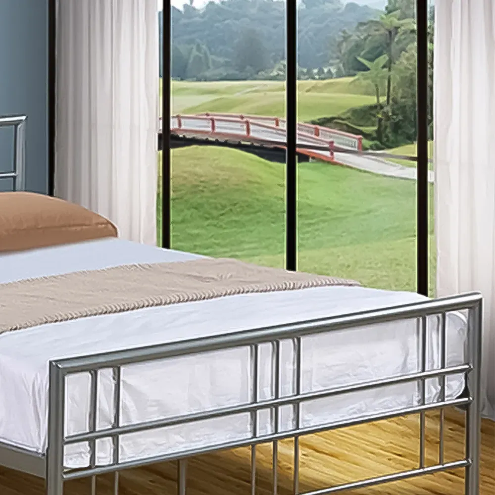 Brooklyn Single Bed Frame - Silver, Metal