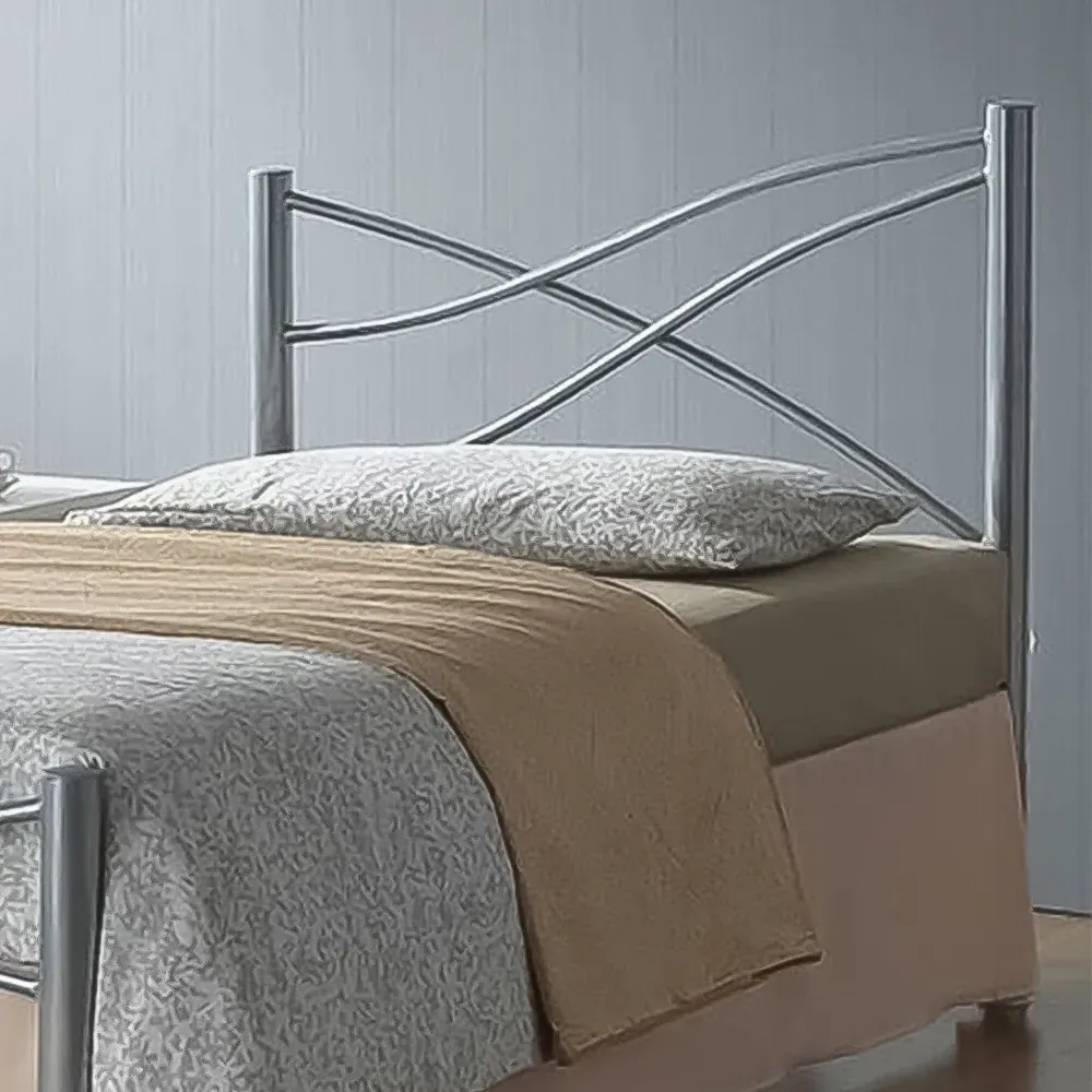 Brooklyn Single Bed Frame - Silver, Metal