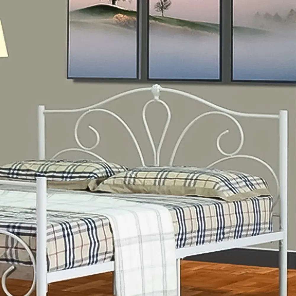 Brooklyn Single Bed Frame - White, Metal