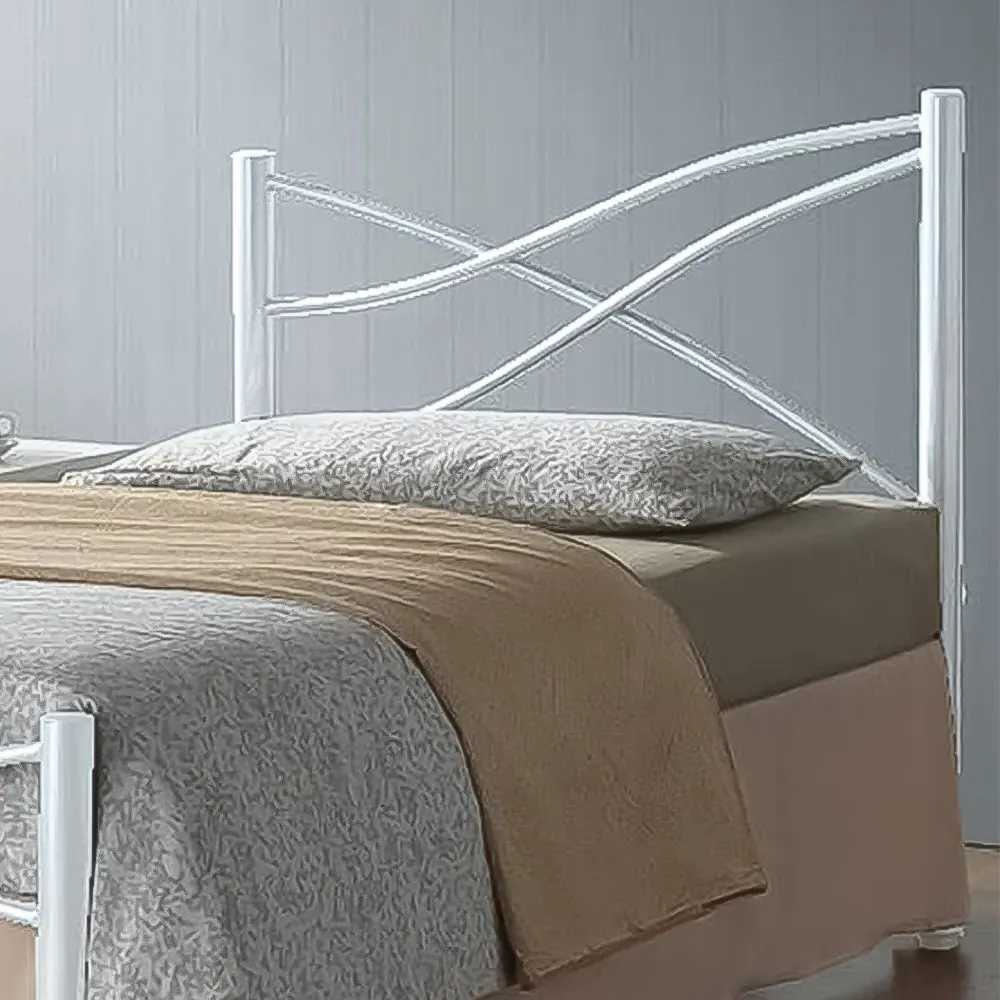 Brooklyn Single Bed Frame - White, Metal