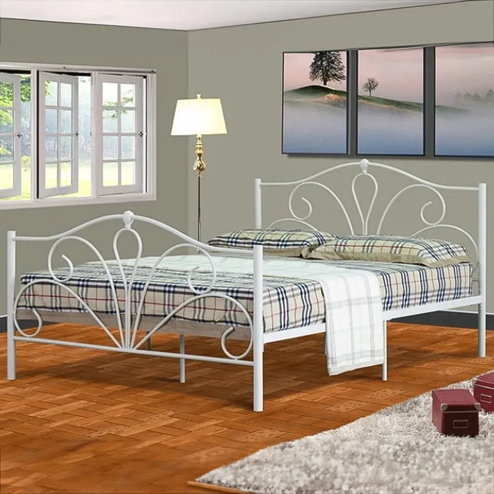 Brooklyn Single Bed Frame - White, Metal