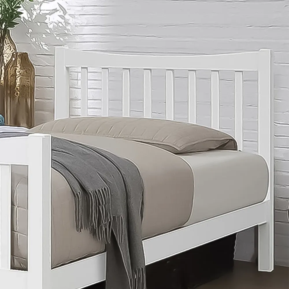 Brooklyn Single Bed Frame - White, Pine