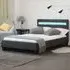 Brooklyn Single Bed Frame with LED - Dark Grey, Fabric