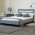Brooklyn Single Bed Frame with LED - Light Grey, Fabric