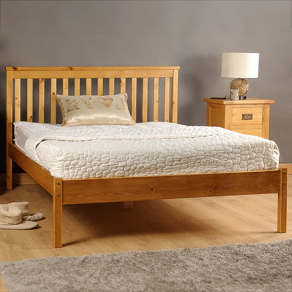 Brooklyn Single Bed Frame with Low Foot End - Caramel