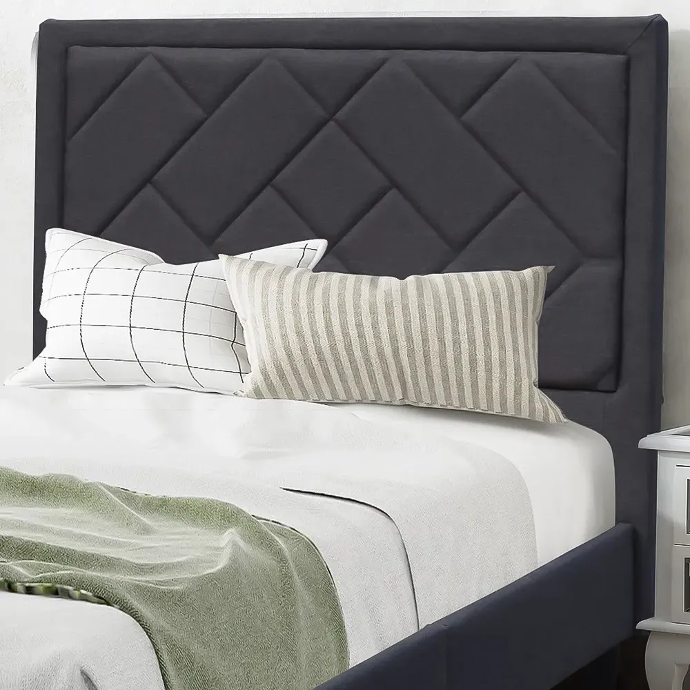 Brooklyn Single Bed Frame with Padded Headboard - Dark Grey