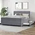 Brooklyn Single Bed Frame with Storage - Grey, Velvet
