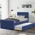 Brooklyn Single Bed Frame with Trundle - Blue, Fabric