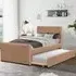 Brooklyn Single Bed Frame with Trundle - Brown, Fabric