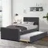 Brooklyn Single Bed Frame with Trundle - Grey, Fabric