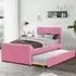Brooklyn Single Bed Frame with Trundle - Pink, Fabric