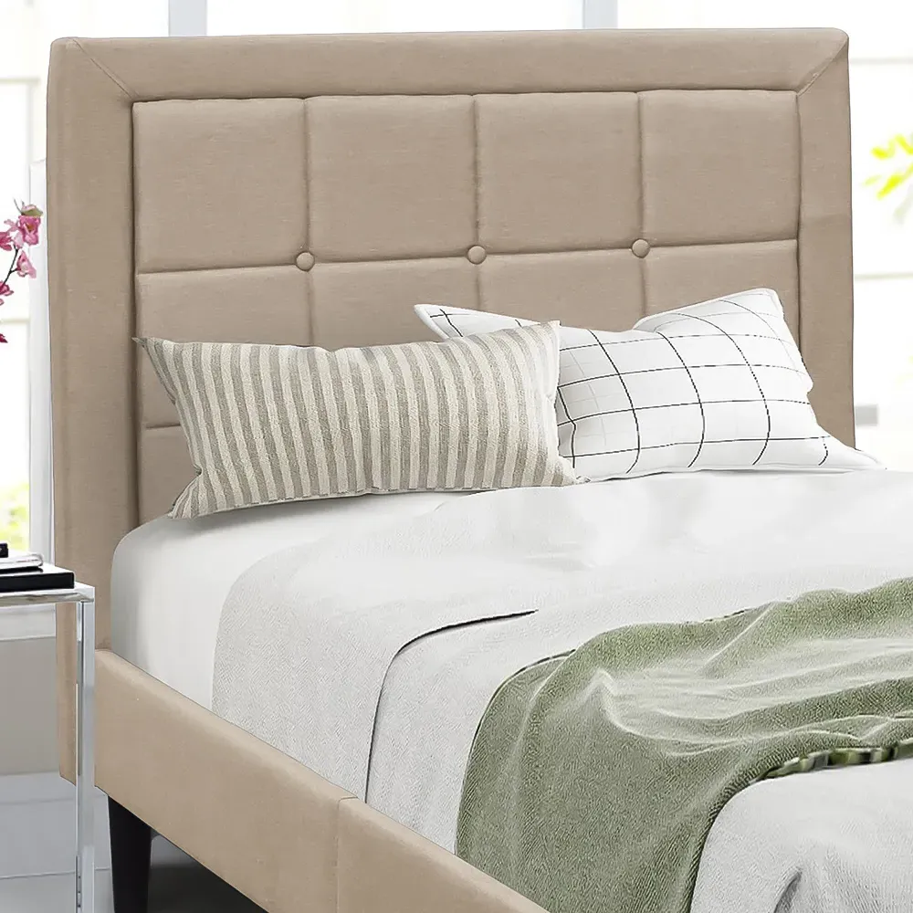 Brooklyn Single Buttoned Headboard Bed Frame - Grey