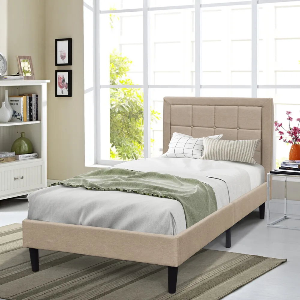 Brooklyn Single Buttoned Headboard Bed Frame - Grey